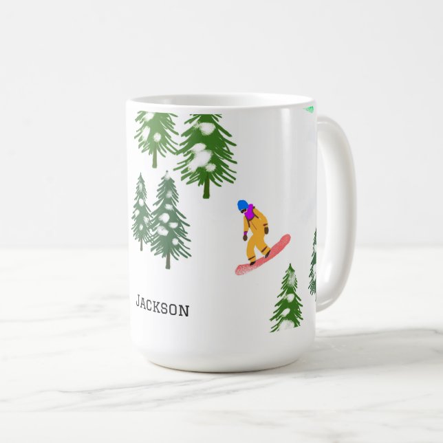 Personalisiert Freeride Snowboarder Snowboarden Kaffeetasse (VorderseiteRechts)