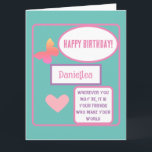 Personalisiert Friend Geburtstagskarte mit Namen Karte<br><div class="desc">Sehr personalisiertes Design bester Freund Geburtstagskarte mit ihrem Namen. Ihr bester Freund wird dieses hübsche Geburtstagskartendesign Liebe geben.</div>