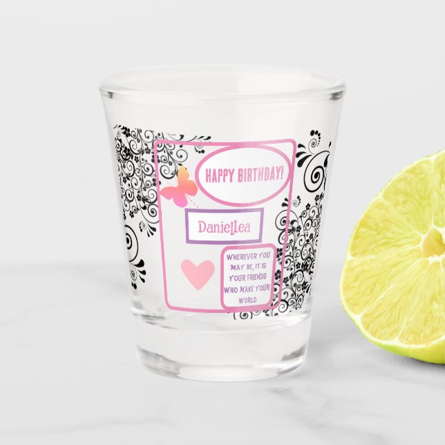 Personalisiert Friend Happy Birthday Gift Schnapsglas (Vorderseite)