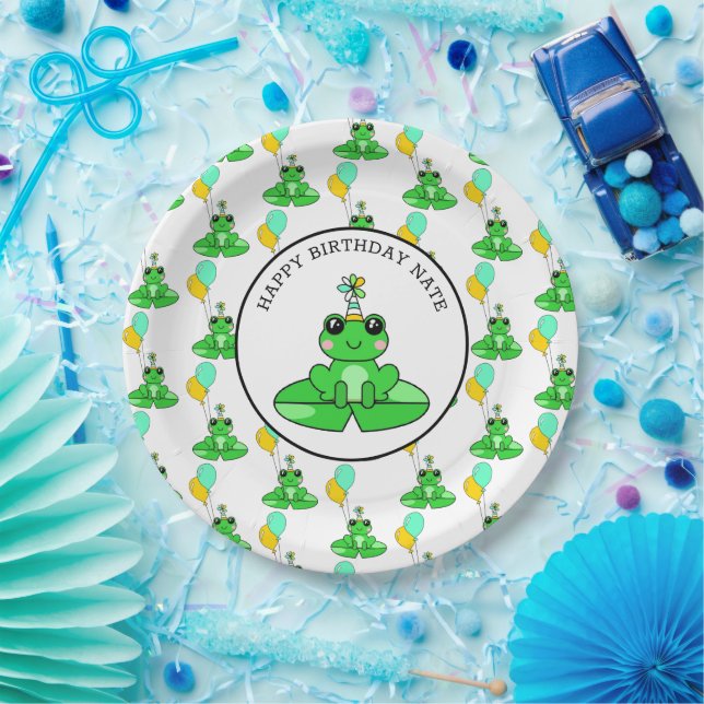 Personalisiert Frog zum Geburtstag Pappteller (Party)