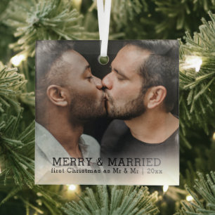 Personalisiert frohe und Verheiratete Weihnachten Ornament Aus Glas