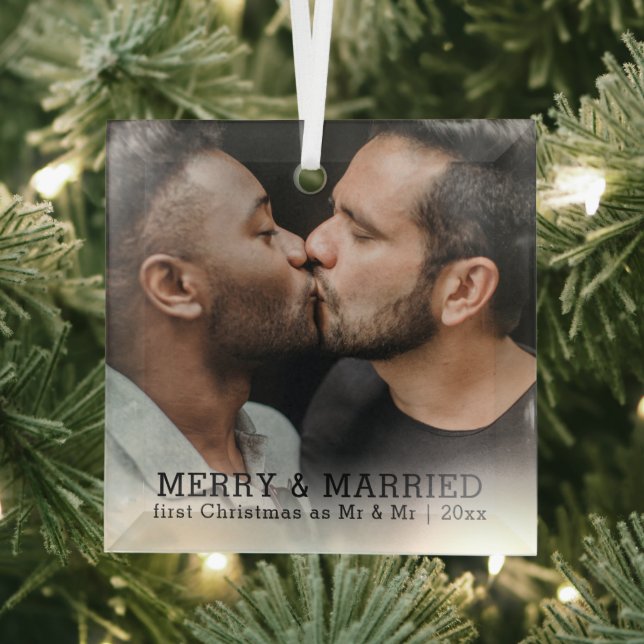 Personalisiert frohe und Verheiratete Weihnachten Ornament Aus Glas (Insitu)