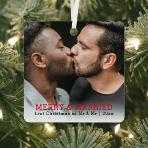 Personalisiert frohe und Verheiratete Weihnachten Ornament Aus Metall