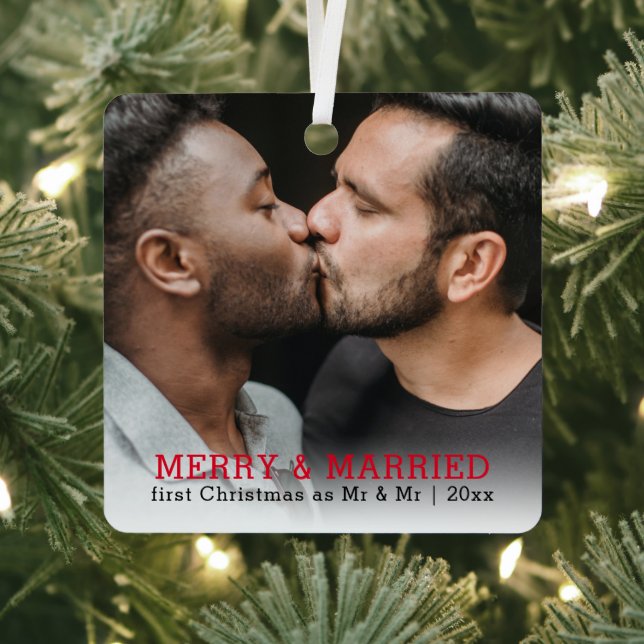 Personalisiert frohe und Verheiratete Weihnachten Ornament Aus Metall (InSitu)