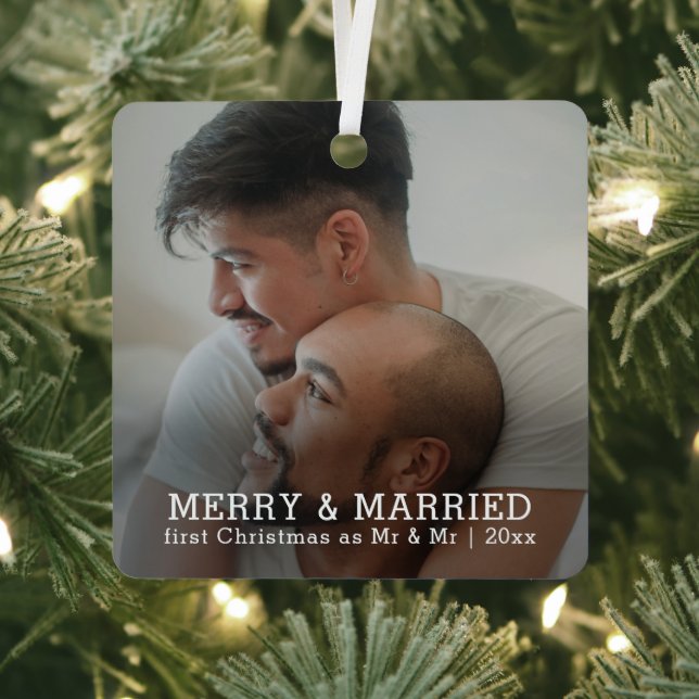 Personalisiert frohe und Verheiratete Weihnachten Ornament Aus Metall (InSitu)