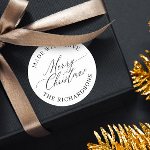 Personalisiert frohe Weihnachten aus Liebe weiß Runder Aufkleber