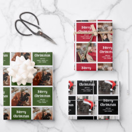 Personalisiert Frohe Weihnachten Custom Foto Grid Geschenkpapier Set