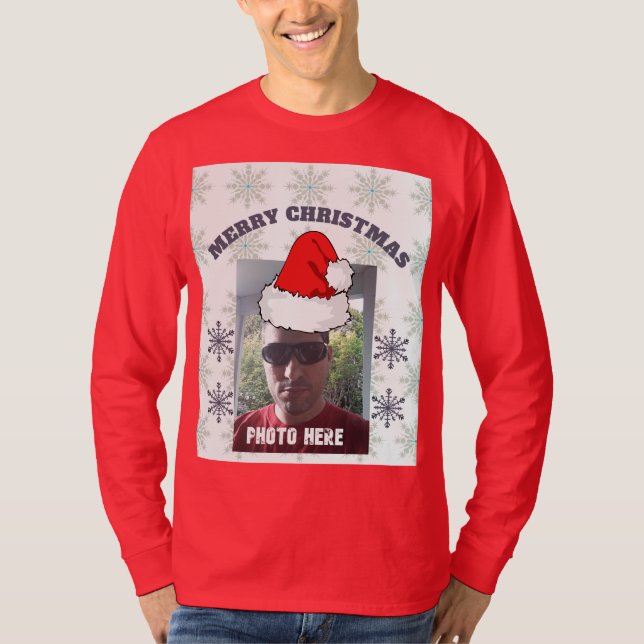Personalisiert Frohe Weihnachten Foto ersetzen Sch T-Shirt (Vorderseite)