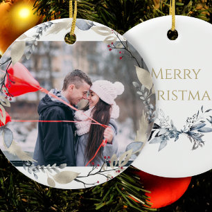 Personalisiert Frohe Weihnachten Foto Keramik Ornament