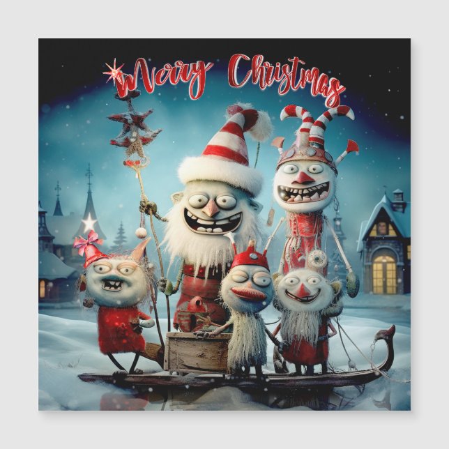 Personalisiert frohe Weihnachten Funny Magnetkarte (Vorderseite)