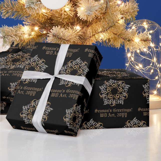 Personalisiert frohe Weihnachten Gold Silver Black Geschenkpapier (Feiertage)