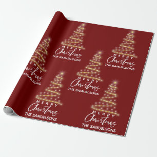 Personalisiert frohe Weihnachten Gold Tree Red Geschenkpapier