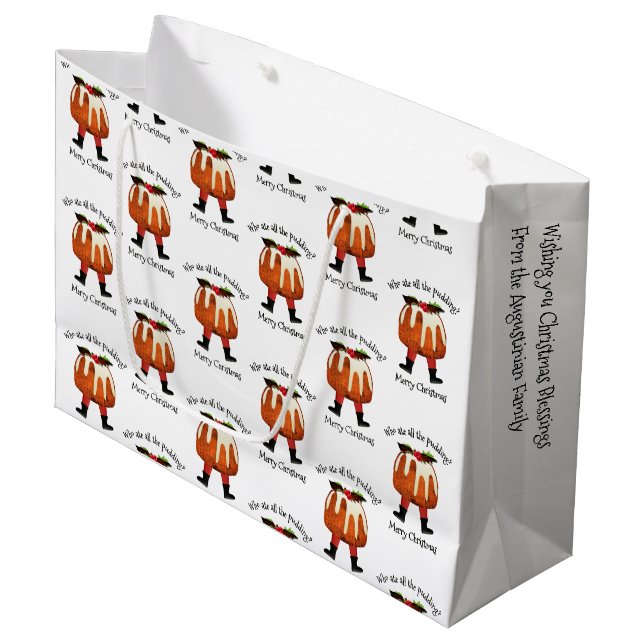 Personalisiert frohe Weihnachten Große Geschenktüte (Vorderseite Schrägansicht)