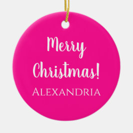 Personalisiert Frohe Weihnachten Heiß rosa Keramik Ornament