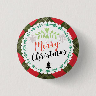 Personalisiert Frohe Weihnachten Karierte Taste Button