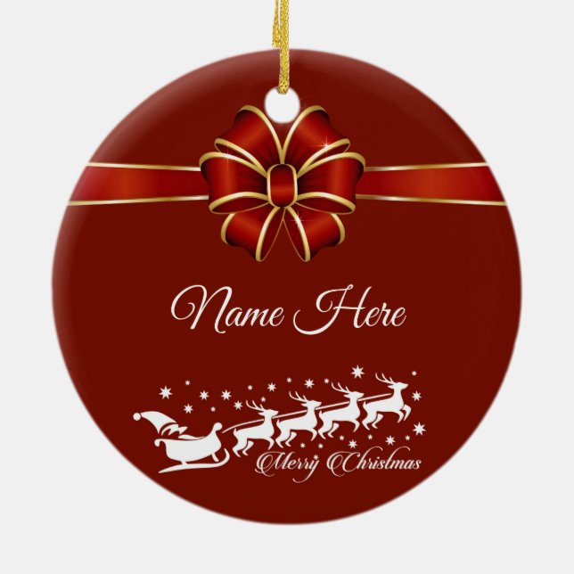 Personalisiert frohe Weihnachten Keramik Ornament (Hinten)