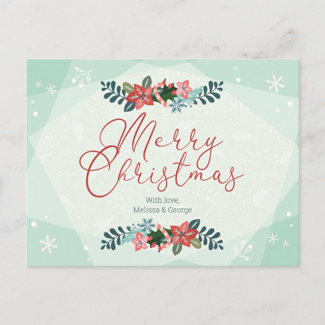 Personalisiert frohe Weihnachten mit Liebe Floraly Postkarte (Vorderseite)