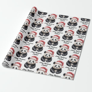 Personalisiert frohe Weihnachten Niedlich Panda Bä Geschenkpapier