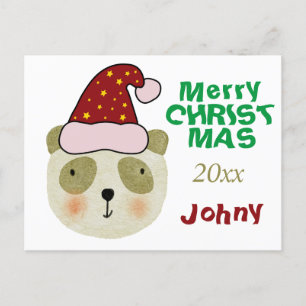 Personalisiert frohe Weihnachten Panda Bär mit Hut