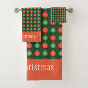 Personalisiert frohe Weihnachten Rot und Grün Badhandtuch Set