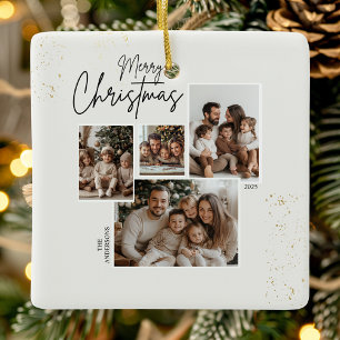 "Personalisiert frohe Weihnachten - Vier-Fotos-Col Keramikornament