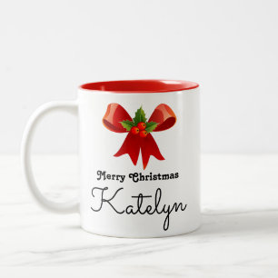 Personalisiert frohe Weihnachten Zweifarbige Tasse