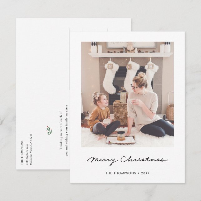 Personalisiert Frohe Weihnachts-Foto Postkarte (Vorne/Hinten)