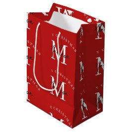 Personalisiert Frohe Weihnachts-Rote Monogramm Mittlere Geschenktüte