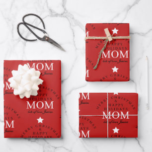 Personalisiert frohe Weihnachts-Rote Monogramm zur Geschenkpapier Set