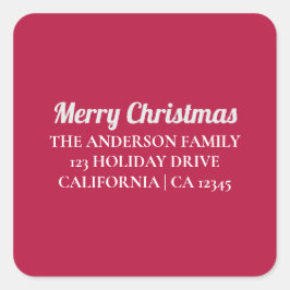 Personalisiert Frohe Weihnachts-Rücksendeadresse S Quadratischer Aufkleber