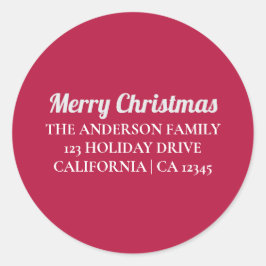 Personalisiert Frohe Weihnachts-Rücksendeadresse S Runder Aufkleber