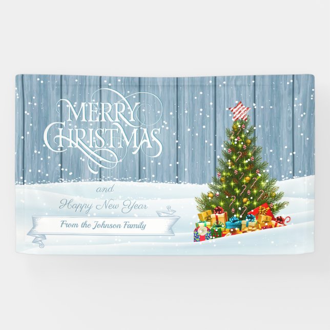 Personalisiert frohe Weihnachtsfamilie wünscht Ban Banner (Horizontal)