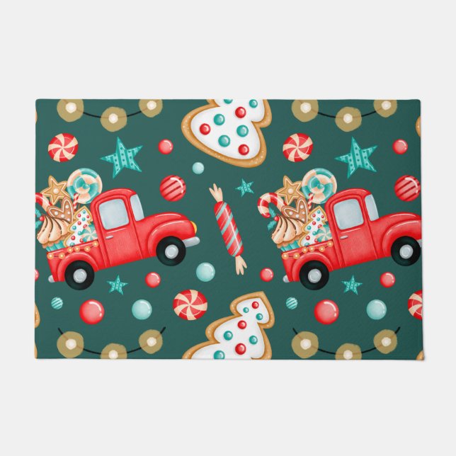 Personalisiert frohe Weihnachtsfarbe Fußmatte (Vorderseite)