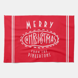 Personalisiert frohe Weihnachtsrot Geschirrtuch