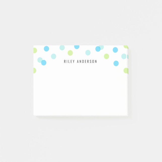 Personalisiert Fun Blue Aqua Green Confetti Post-it Klebezettel (Vorderseite)