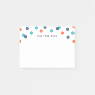 Personalisiert Fun Dark Blue Orange Confetti Post-it Klebezettel
