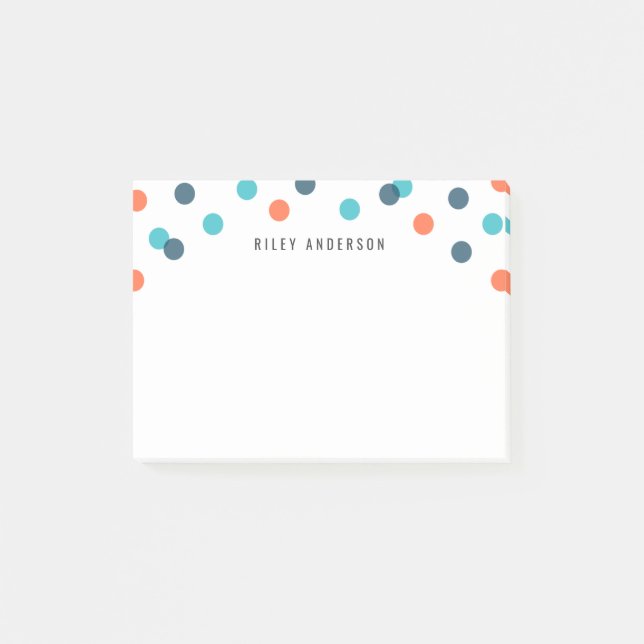 Personalisiert Fun Dark Blue Orange Confetti Post-it Klebezettel (Vorderseite)
