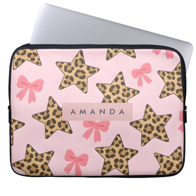 Personalisiert Fun Tiger Print Star Muster Laptopschutzhülle (Vorderseite)