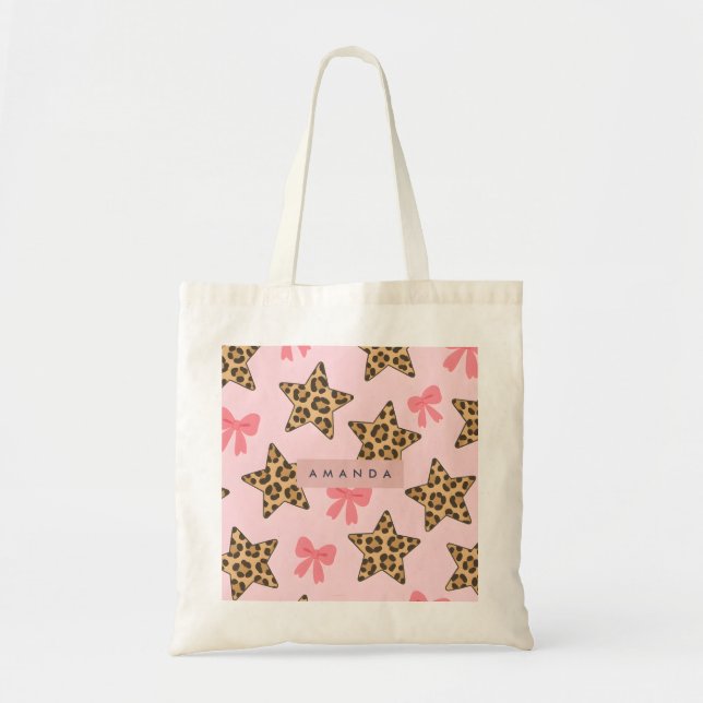 Personalisiert Fun Tiger Print Star Muster Tragetasche (Vorne)