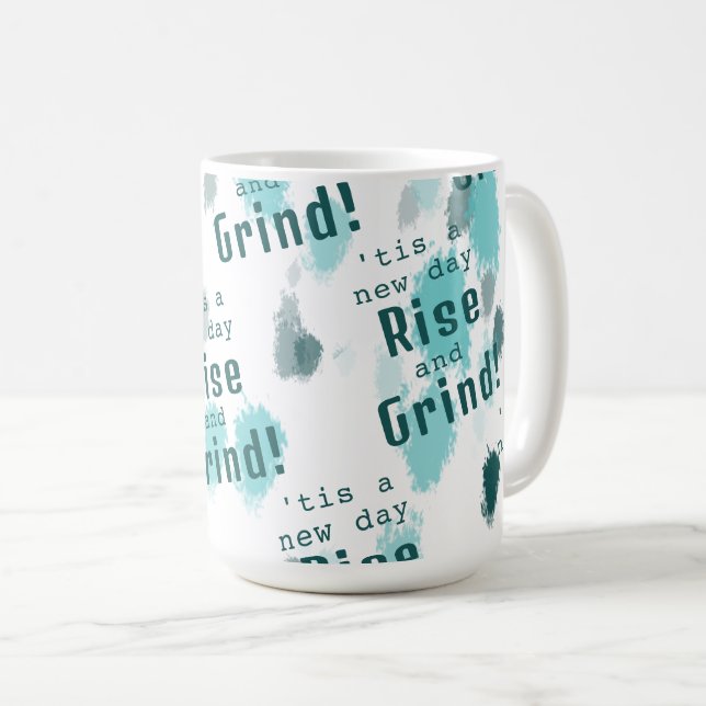 Personalisiert Funny Abstrakt Blue Grey Green Spla Kaffeetasse (VorderseiteRechts)