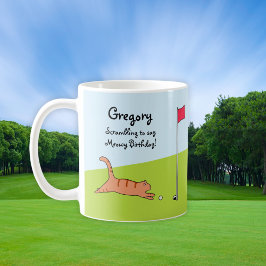 Personalisiert Funny Birthday Cartoon Cat Golf Jok Kaffeetasse
