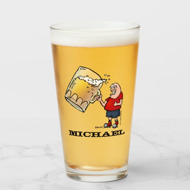 Personalisiert Funny Cartoon Beer Typ Glas (Vorne (Gefüllt))
