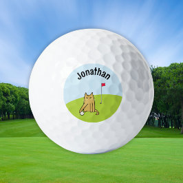 Personalisiert Funny Cartoon Cat Golf Joke Golfball