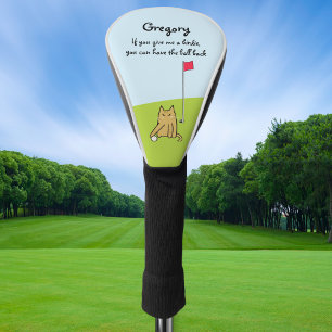 Personalisiert Funny Cartoon Cat Golf Joke Headcover