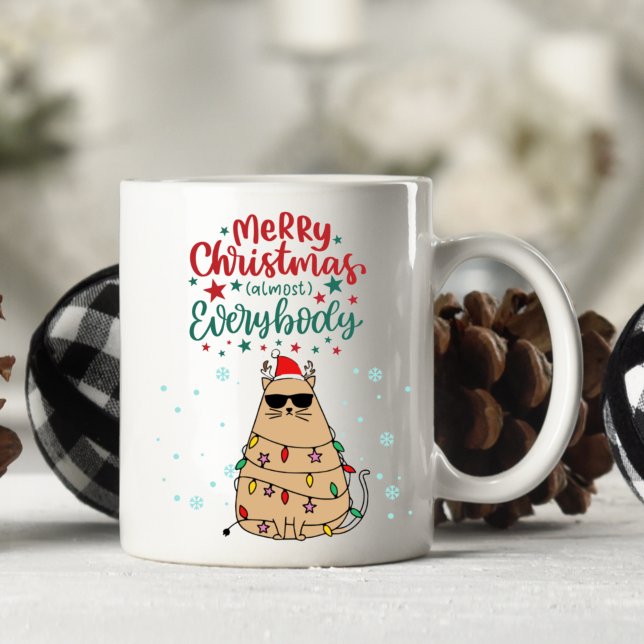 Personalisiert Funny Cat Frohe Weihnachtsfeier Tas Kaffeetasse (Von Creator hochgeladen)