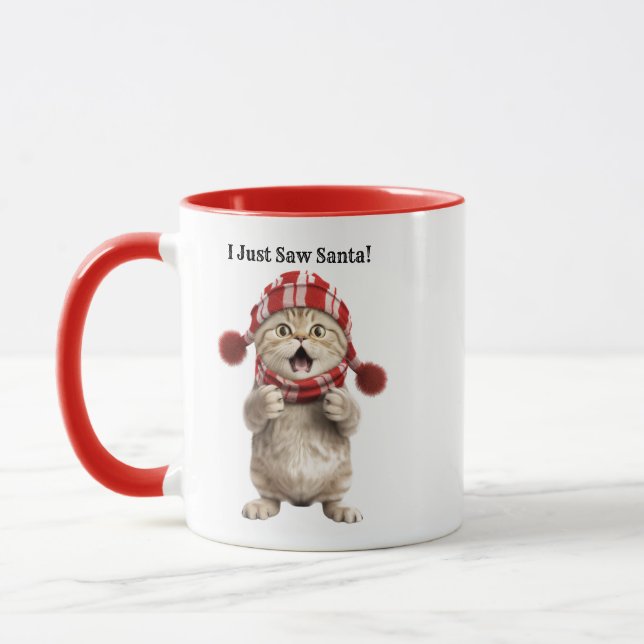 Personalisiert Funny Cat Weihnachten Tasse (Links)