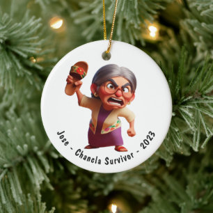 Personalisiert Funny Chancla Survivor Navidad Keramik Ornament
