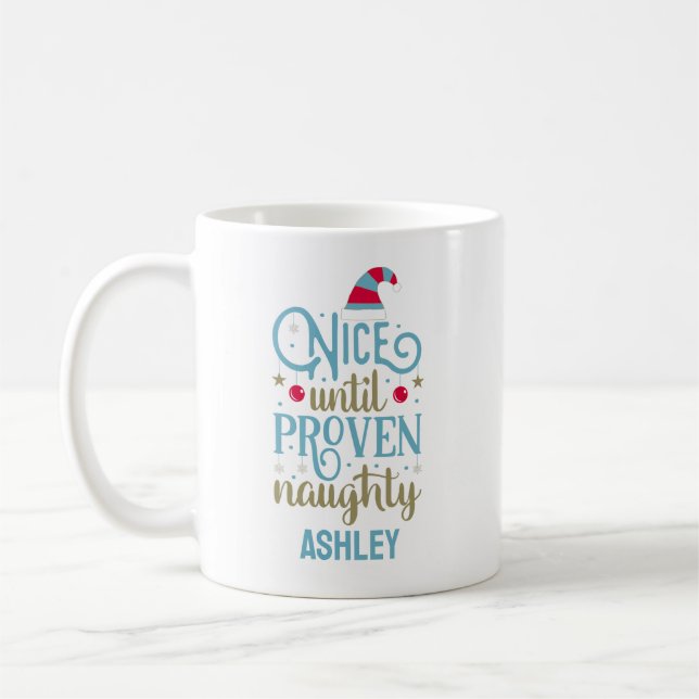 Personalisiert Funny Christmas Naughty oder Nice C Kaffeetasse (Links)