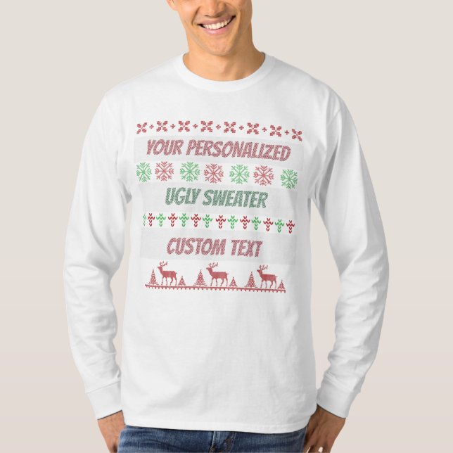 Personalisiert Funny Christmas Ugly Sweater T-Shirt (Vorderseite)