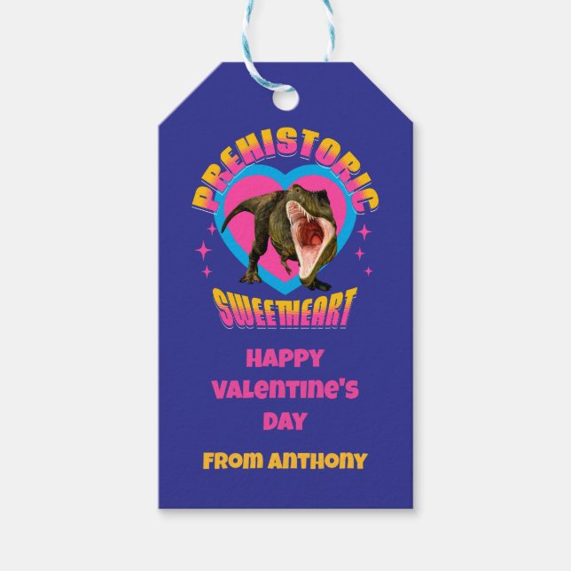 Personalisiert Funny Dinosaur Valentinstag Geschenkanhänger (Vorderseite)